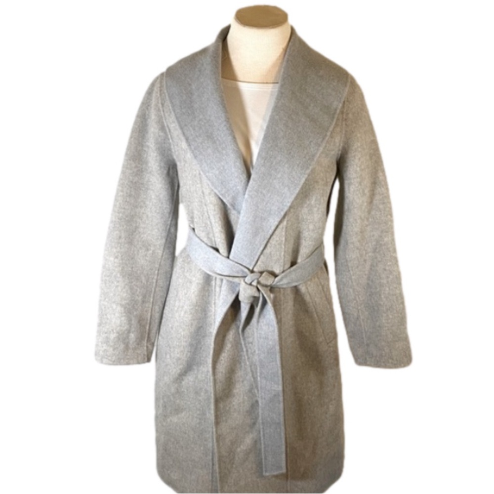 Eileen Fisher Baby Alpaca Wool Belted Coat in Grey